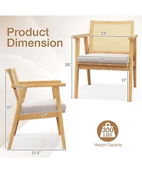 Costway Mid Century Modern Accent Chairs Set of 4 with Breathable Rattan Back Dining Room