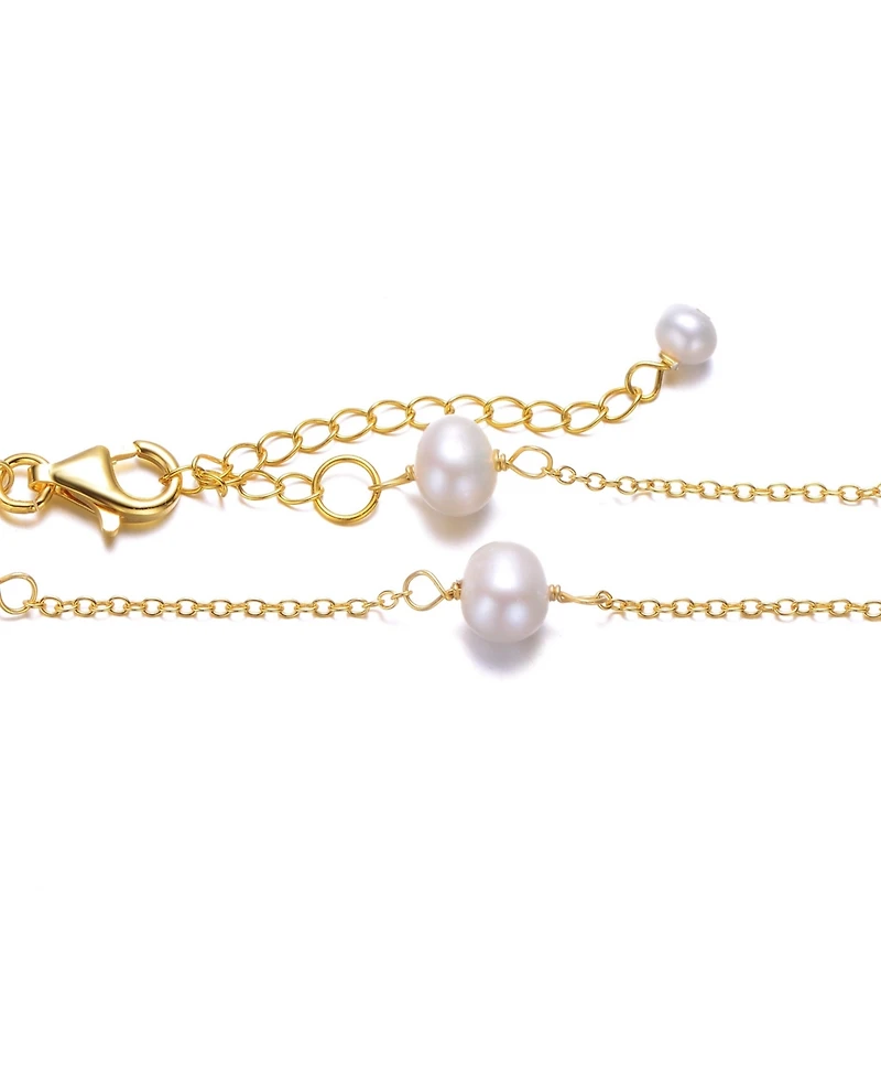 14K Gold Plated Bracelet with Lustrous Pearls