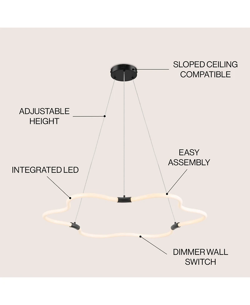 Jonathan Y Nuvola Contemporary Minimalist Metal/Acrylic Adjustable Dimmable Cloud Integrated Led Chandelier