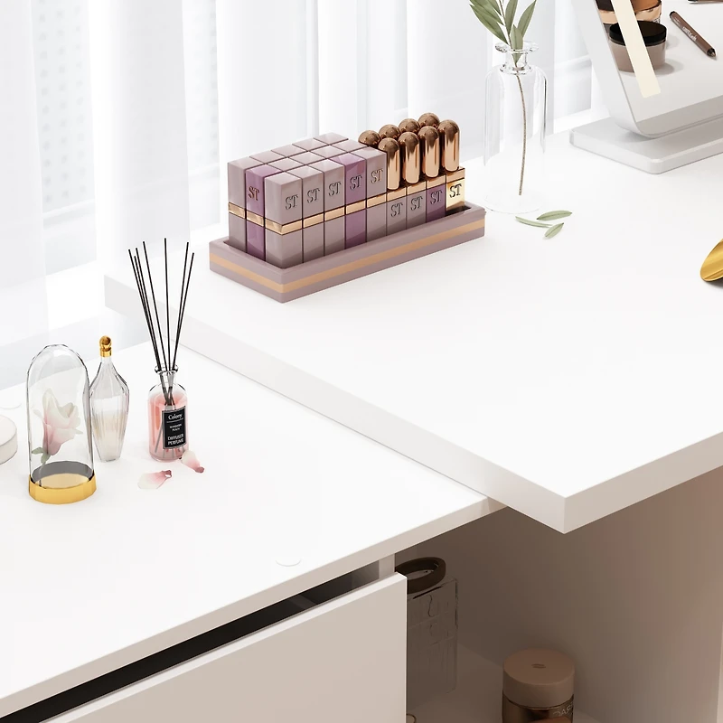 Homsee Rectangle White Wooden 1 Drawer Writing Desk