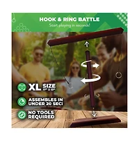 Battle Hooks - Xl 2 Player Hook and Ring Game with Shot Ladder - 5+ Games Included - 20 Second Set Up - Ring Toss Game