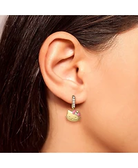 Hello Kitty Sanrio Pave Charm Hoop Earrings