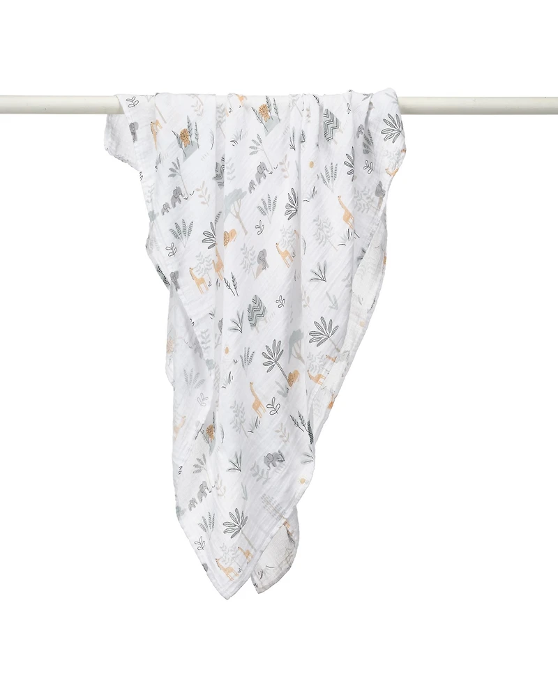 Lambs & Ivy Jungle Adventure 2-Pack Cotton Muslin Newborn Baby Swaddle Blankets