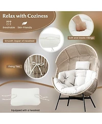 Oversized Egg Style Chair with Cushions & Headrest Heavy-Duty Metal Frame for Yard