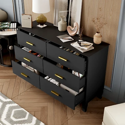 Homsee Wooden Accent Storage Cabinet with 6 Large Drawers