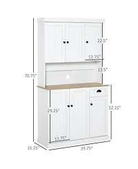 Homcom 71" Buffet with Hutch, Farmhouse Kitchen Pantry Storage Cabinet