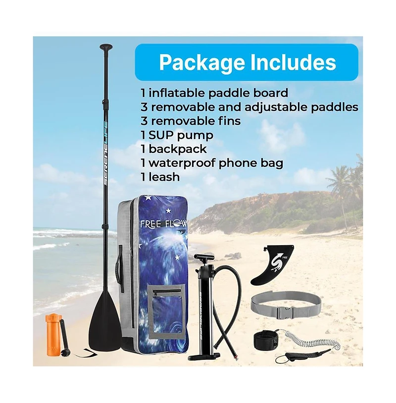 SereneLife Rising Flow Inflatable Stand-Up Paddle-Board With Accessories, Space Blue Design