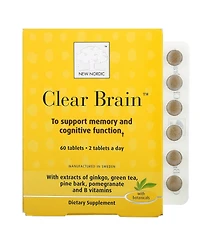 New Nordic Clear Brain Tablets | Supports Normal Cognitive Health and Memory | with Green Tea