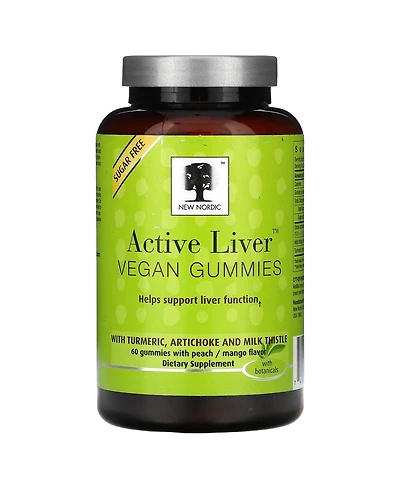New Nordic Active Liver Gummies | Milk Thistle, Artichoke & Turmeric | Natural Peach & Mango