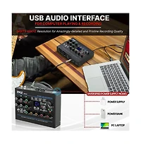 Pyle Professional Usb Audio Interface with Mic/Line, Guitar, Aux, and Rca Inputs