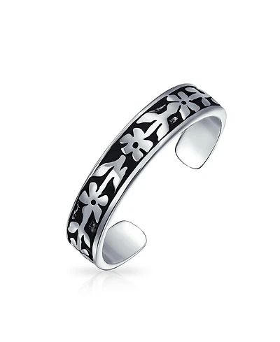 Bling Jewelry Western Flowers Vine Leaf Oxidized Midi Band Toe Ring Silver Sterling