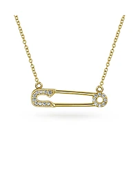 Bling Jewelry Support Symbol Pendant Necklace for Displaced People Cz Accent Safety Pin 14K Gold