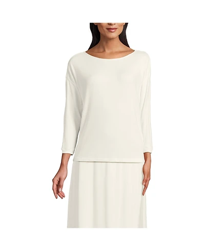 Lands' End Women's 3/4 Sleeve Cozy Rib Dolman Top