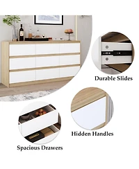 Homsee Silver Wood 9-Drawer Dresser Modern Style with Mirrored Drawers