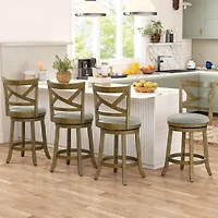 Swivel Bar Stools Set of 4 Counter Height Chairs with Hollow Back Soft-padded Seat