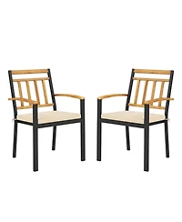 Patio Dining Chairs Set of 2 Metal Outdoor Chairs with Removable Padded Cushions