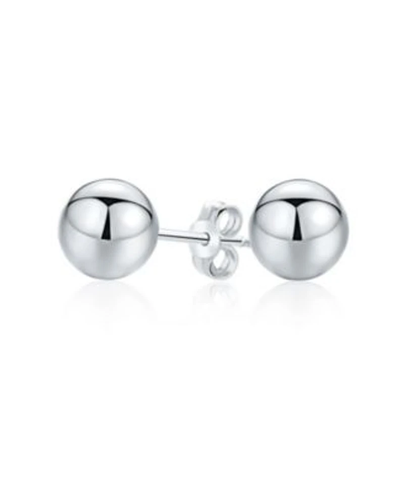 Bling Jewelry Basic Simple Round Bead Ball Stud Earrings Polished .925 Sterling Silver