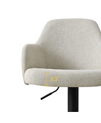 Set Of 2 Armrest Upholstered 360° Swivel Adjustable Barstool With Black Legs-Maison Boucle