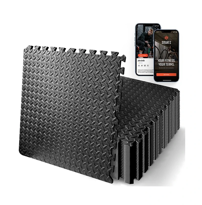 Squatz Thick Puzzle Exercise Mat, 25-Piece Eva Foam Interlocking Tiles for Gym Flooring