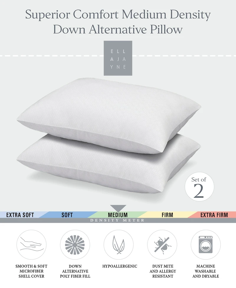 Ella Jayne Simple Comfort Down Alternative 2-Pack Pillow, Standard