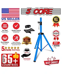 5 Core Speaker Stand Tripod Floor Short Adjustable Dj Studio Monitor Stands Pole Mount - 4FT - Blue