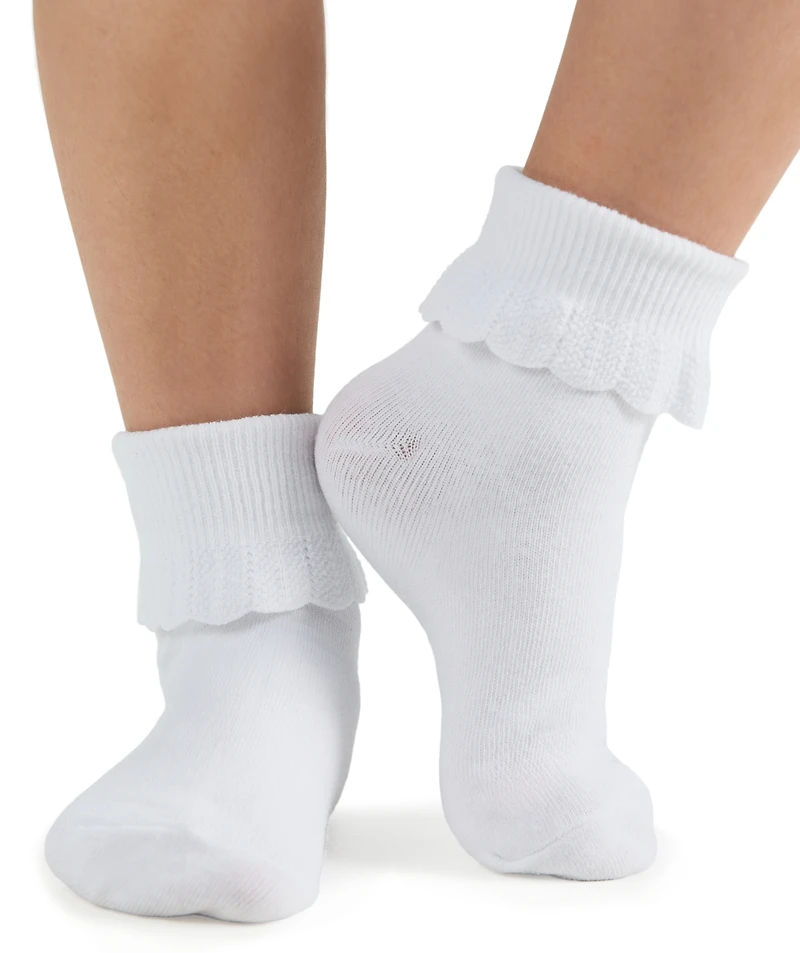 Trimfit 3-Pack Scalloped Socks, Little Girls & Big