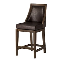 Maven Lane Vienna Counter Stool, Walnut Finish w/ Marksman Saddle Leather