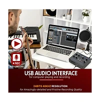 Pyle Professional Usb Audio Interface with Mic/Line, Guitar, Aux, and Rca Inputs