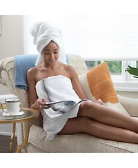 Aston and Arden Luxury White/Ombre Stripe 6-Piece Bath Towel Set, 600 Gsm, Soft 100% Turkish Cotton Bathroom Towels, Made Turkey, 2