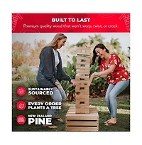Swooc Premium Giant Tower Game w/ Storage Crate / Outdoor Game Table Set | 60 Large Blocks | Jumbo Lawn Games | Big Yard Game