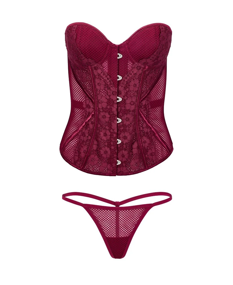 Adore Me Women's Padma Sweetheart Corset & G-String Set