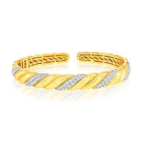 Simona Sterling Silver, Polished & Cz Wave Bangle - Gold Plated