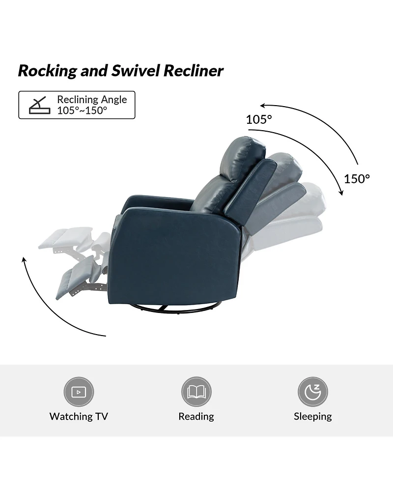 Hulala Home Donat Faux Leather Swivel Recliner