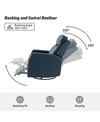 Hulala Home Donat Faux Leather Swivel Recliner