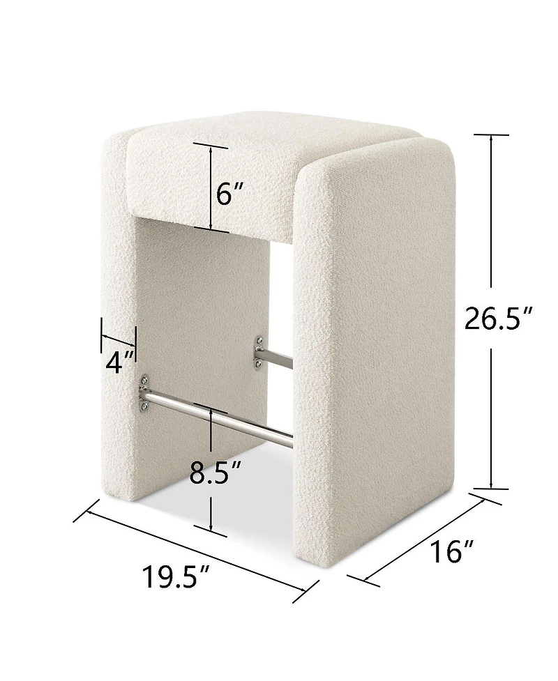 26.5" Boucle Counter Stool Set Of 2,Backless Boucle Counter Stool-Maison Boucle