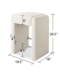 26.5" Boucle Counter Stool Set Of 2,Backless Boucle Counter Stool-Maison Boucle