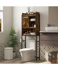 Gymax Over The Toilet Storage Cabinet Rack Bathroom w/ Slipping Barn Door & Adjustable Shelf Espresso
