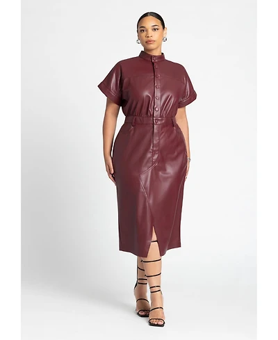 Eloquii Women's Faux Leather Midi Dress