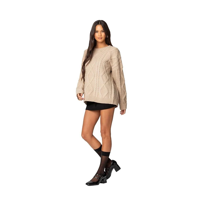 Edikted Women's Kennedy oversized cable knit sweater