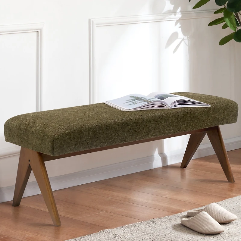 Breakfast Nook Bench Cushioned Dining with V-Shaped Legs,Dining Table Seat Restaurant Banquette Seating-Maison Boucle