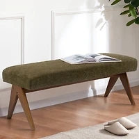 Breakfast Nook Bench Cushioned Dining with V-Shaped Legs,Dining Table Seat Restaurant Banquette Seating-Maison Boucle