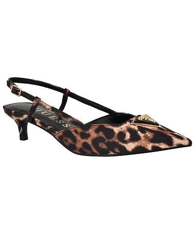 Guess Women's Jesson Logo Slingback Kitten Heel Pumps