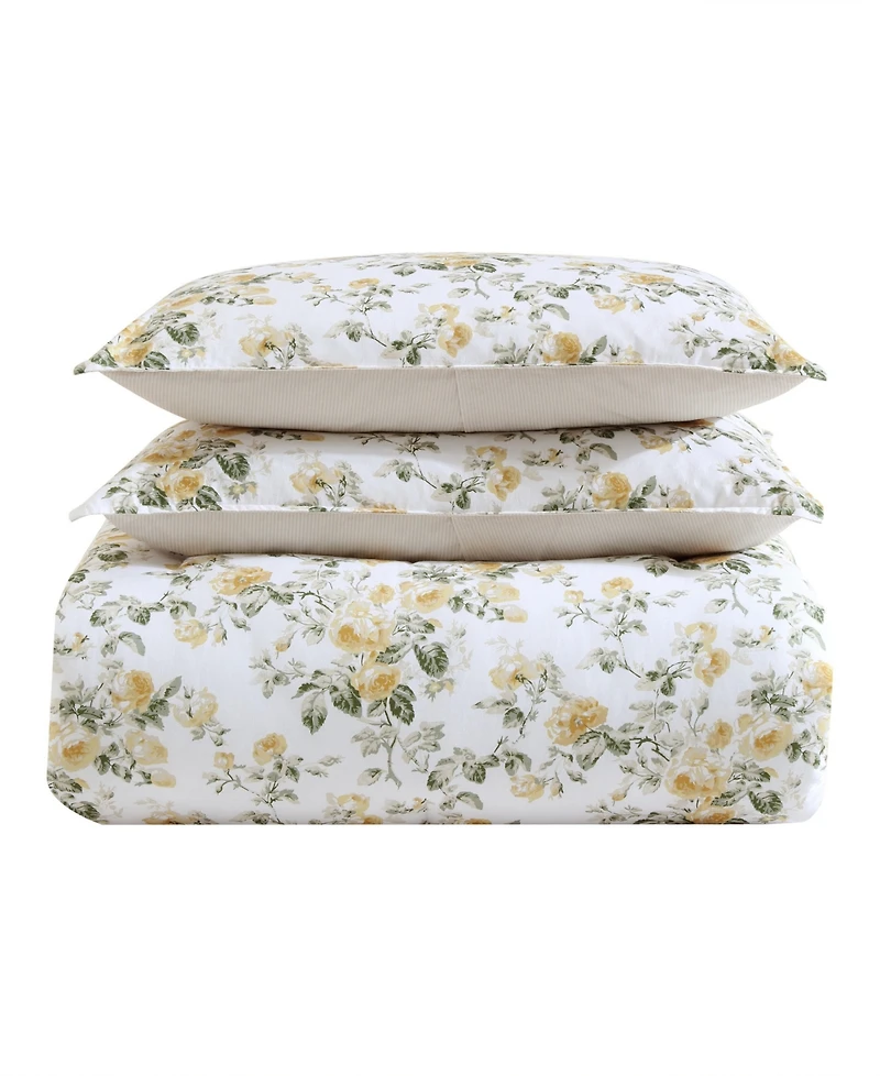 Laura Ashley Roses Sateen 3-Pc. Duvet Cover Set, Full/Queen
