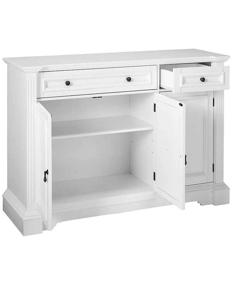 Kings Brand Furniture White Finish Wood Buffet Breakfront Cabinet Console Table With Storage, Drawers, Shelves