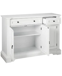 Kings Brand Furniture White Finish Wood Buffet Breakfront Cabinet Console Table With Storage, Drawers, Shelves