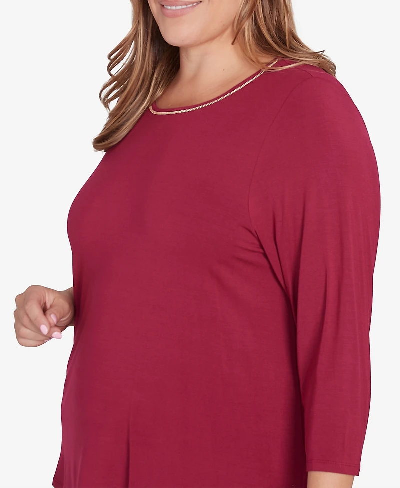Ruby Rd. Plus Berry Chain Embellished Solid Knit Top