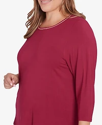 Ruby Rd. Plus Berry Chain Embellished Solid Knit Top