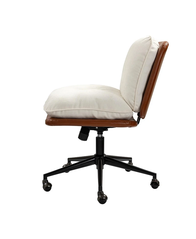 Hulala Home Lindsay Mid Century Modern Task Chair Faux Leather +Polyester/Polyester Blend