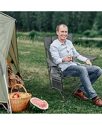 Slickblue Camping Lounge Chair with Detachable Footrest Adjustable Backrest