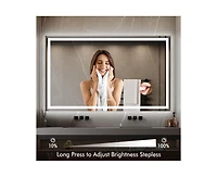 gaomon Led Bathroom Mirror 60X36“ Wall-Mounted Vanity Mirrors Stepless Dimmable Wall Mirrors with 3X Magnification, Anti-Fog, Backlit + Front L